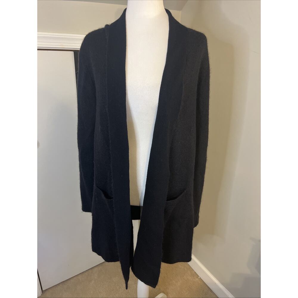 Eileen Fisher‎ Black Open Front Wool-Mohair Blend Cardigan Coat Womens Size M
